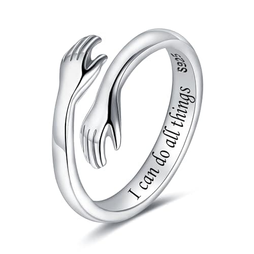 LOVECOM S925 Sterling Silver Hug Rings for Women Mother Daughter Sister