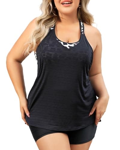 Plus Size Tankini Tops for Women Swimwear Swim Top Only Swimsuit with Build in Bra Tummy Control Loose Bathing Suit 2024 Brown LeopardSize 14 16