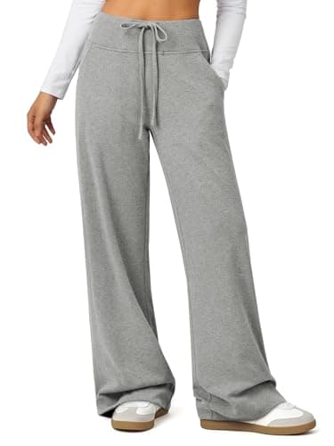 ATHMILE Sweatpants Women Wide Leg Baggy Pants High Waisted Drawstring Athletic Joggers Teen Girl Clothes Grey