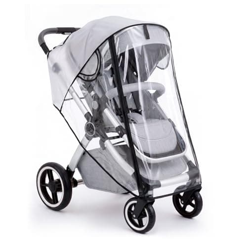 Clear Stroller Rain Cover for Travel Strollers, Waterproof Recessed Zipper Design, Breathable Mesh Vents, Easy Access, Protects from Rain Wind Dust Snow