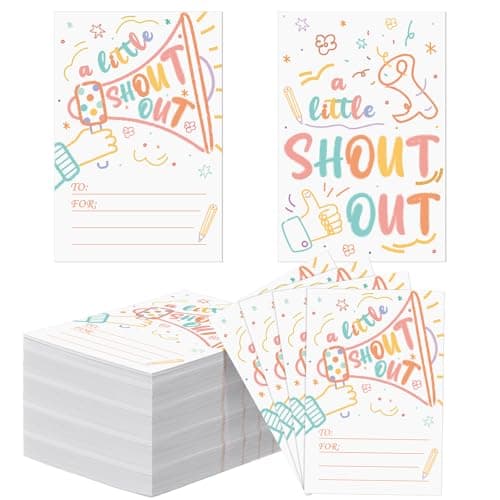 Motiskyy 100 Count Positive Shout out Cards 4 x 6 In Appreciation Reward Card Recognition Kudos Postcards for Teacher Student Employee Office Staff Back to School Work Bulletin Board(Soft Pastel)