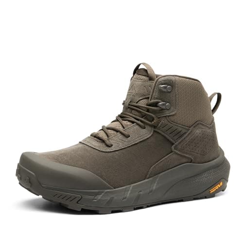 NORTIV 8 Men's Waterproof Military Tactical Work Boots Leather Motorcycle Combat Lightweight Non-Slip Hiking Boots for Men VaporGuard,Size 7.5W,Coffee,SNMT246M