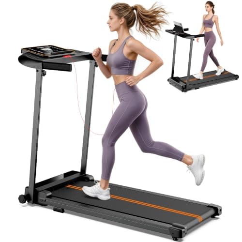 Treadmills for Home Walking Pad - Foldable Treadmill Under Desk with Handle Bar 0.6-6.2 MPH Caminadora Eléctrica para casa Compact Running Machine Portable Folding Pads