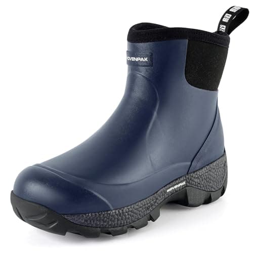 WOVENPAK Rubber Boots for Men, Waterproof Ankle Rain Boots Men, Insulated Work Shoes Outdoor Mud Boots for Gardening, Hunting, Farming, Camping and Yard, Size 7