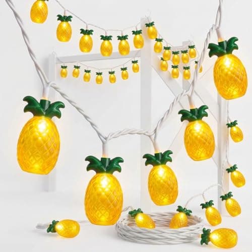 Abeja Summer String Light, 8.5Ft Pineapple Fairy Lights with 10 Pineapple Fun Patio Lights, Outdoor Indoor Party Lights for Party Bedroom Home Birthday Hawaiian Tropical Tiki Gifts Decor