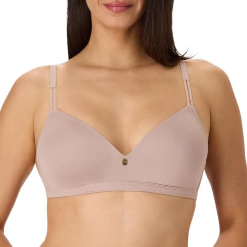 Maidenform Women's Wireless T-Shirt Bra, Everyday Luxe T-Shirt Bra, Wireless Convertible Bra Evening Blush