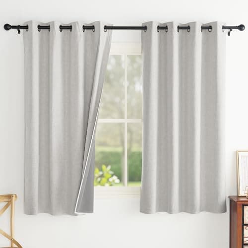 PONY DANCE Ivory 100% Black Out Curtains 72 Inches Long for Living Room