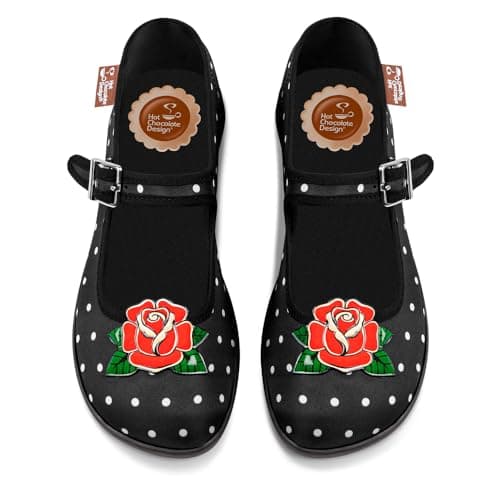 Hot Chocolate Design Women's Mary Jane Flat Shoes, Size 7, Rockabilly