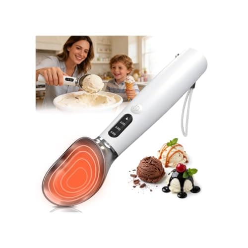 Heated Ice Cream Scoop, 3 Temp Settings Electric Warming Scooper, White