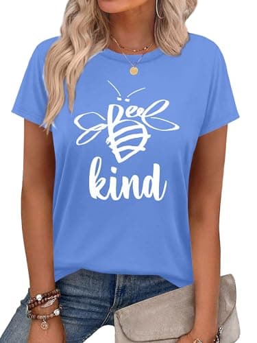 Dresswel Womens Be Kind Graphic Tees Shirts Short Sleeve Shirt Funny Printed Summer Casual T-Shirt Tops