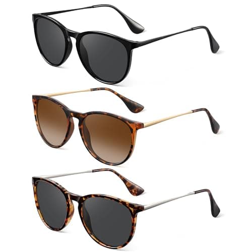 Vcarsian Polarized Sunglasses for Women - Vintage Round Sun Glasses Classic Retro Trendy Style with UV Protection Lightweight Frame