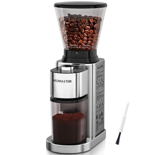Aromaster Conical Coffee Bean Grinder, 48 Settings, Anti-Static, Sliver