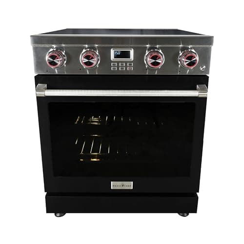 Pro-Style 30 in. 4-Element Slide-In Electric Range with Convection in Stainless Steel with Black Oven Door