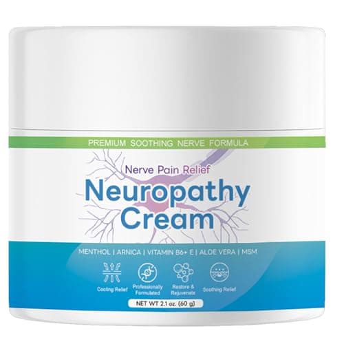 Neuropathy Pain Relief for Feet & Hands, Nerve Pain Relief Cream – Maximum Strength Neuropathy Cream with Menthol, Arnica, Vitamin B6+E, Aloe Vera & MSM – Fast-Acting (2.1 Fl Oz (Pack of 1))