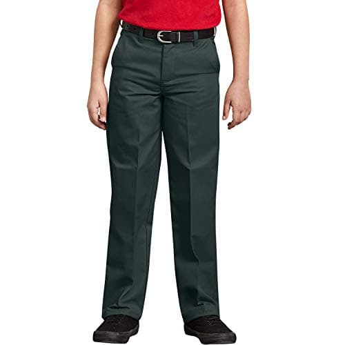 Dickies Boy's Flexwaist Flat Front Straight Leg School Uniform Pants – Adjustable Uniform Trousers for Schoolwear, Hunter Green, 6 US