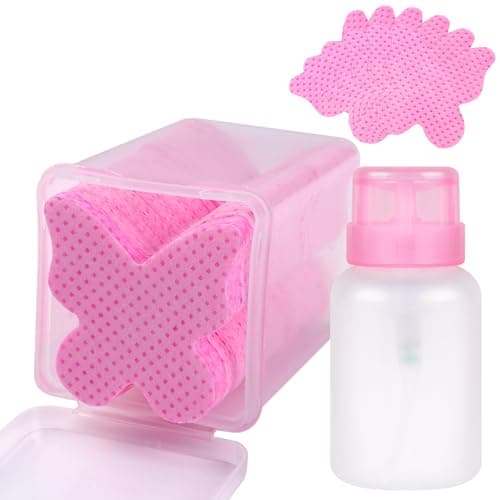 200pcs Nail Cotton Pads, 1 Pull-Off Pump-Style Bottle suitable for nail care wipes, nail cleaning pads, mascara extension glue cleaning wipes care product sets (pink)
