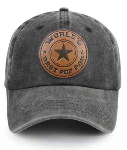 Grandpa Fathers Day Birthday Gifts, Grandpa Dad Hat,Adjustable Embroidered World's Best Pop Pop Baseball Cap, Grandfather Gift from Grandkids Black