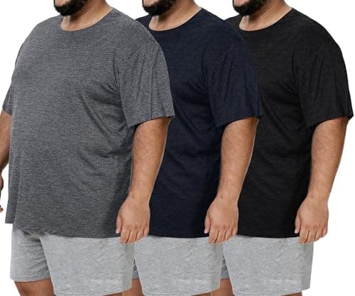 3 Pack Men's Big and Tall Shirts - Short Sleeve Workout Quick Dry T-Shirts