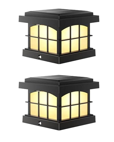 PARTPHONER RGBCW Solar Post Cap Lights 2-Pack, 9 Colors 3 Modes Fence Cap Lights, Bright Solar Outdoor Waterproof LED Deck Lighting for Fence Garden Deck Patio Porch Decor 4x4 Vinyl/Wood, Black