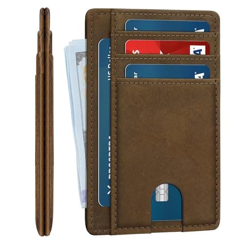 furid Slim Genuine Leather Wallet: Minimalist RFID Small Card Wallet for Men with ID Window - Front Pocket Comfortable Fit - 0.11-inch Ultra Thin Credit Card Holder for Men's Gift
