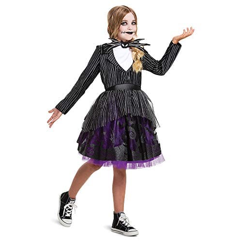 Jack Skellington Costume for Girls, Official Disney Nightmare Before Christmas Costume, Kids and Tween Size Dress Up Tutu, Medium (7-8)