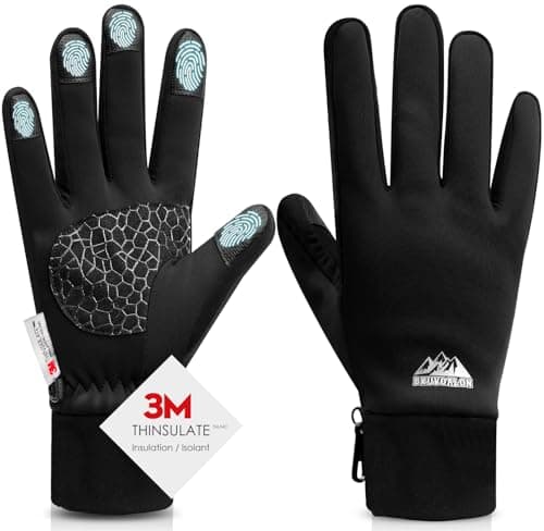 Bruvoalon Winter Gloves for Women & Men, 3M Thermal Insulation, Lycra Fabric, Touchscreen, Anti-Slip, Black, S