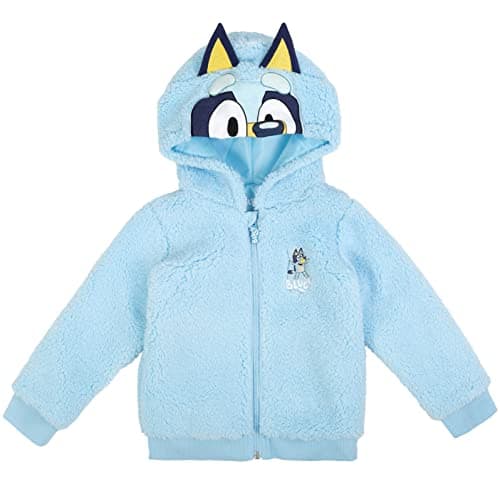 Bluey Toddler Boys Cozy Sherpa Zip Up Cosplay Hoodie 3T Blue