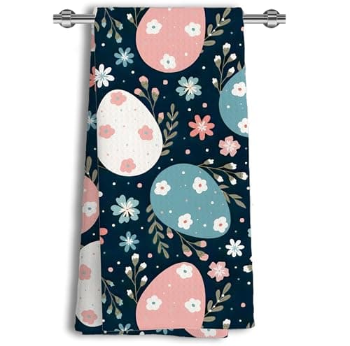 vveeyyee Chicken Decorations Kitchen Towels 16x24 Inch, Egg Floral Dish Towels, Super Absorbent Soft Tea Towels f Decor, Holiday Hand Towel for Drying Dishes & Basket Liners