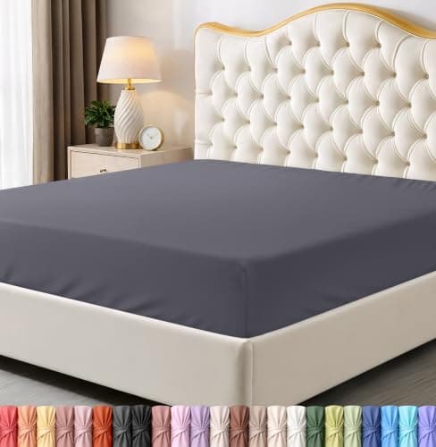 King Fitted Sheet, Ultra Soft Fits Up to 15 Inch Deep Pocket, Grey