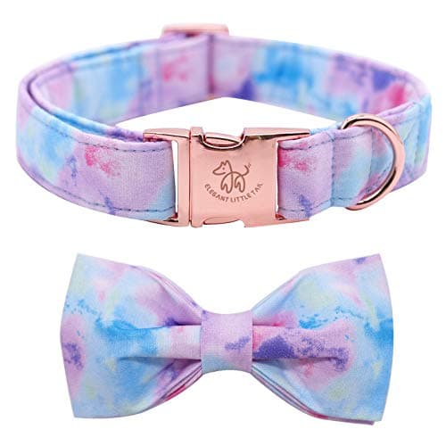 Elegant little tail Dog Collar with Bow, Colorful Pattern Pet Collar Bow