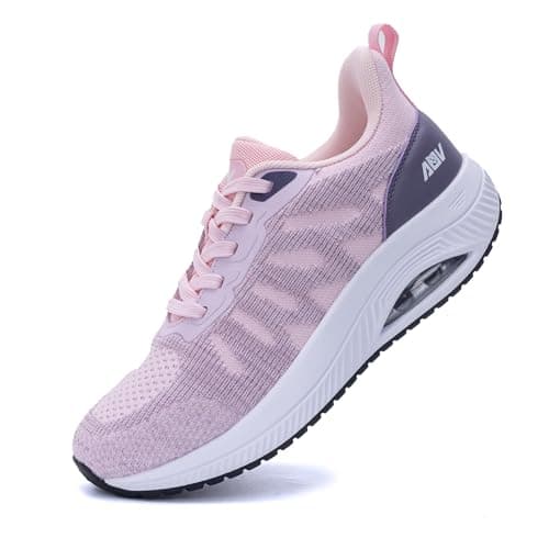 QAUPPE Womens Walking Shoes with Arch Support Athletic Orthotic Sneakers for Women Foot Pain Relief Pink US 10.5