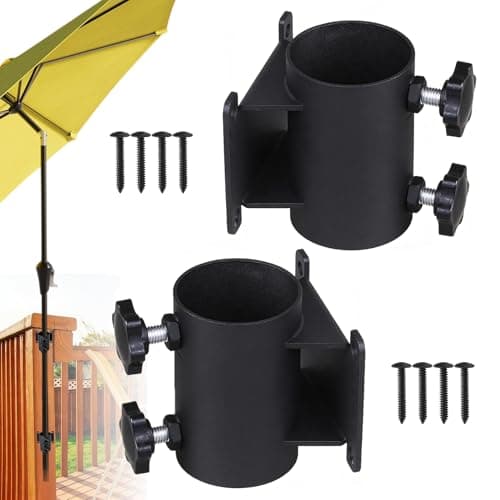 VANROUG Heavy Duty Patio Umbrella Holder,Patio Umbrella Stand Umbrella Clamp Mount Bracket for Deck Railing, Mount to Deck, Fences, Balcony or Outdoor Courtyard