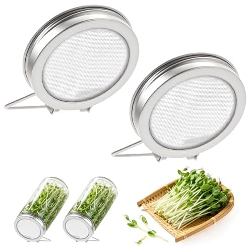 2Pcs Stainless Steel Sprouting Lids for Wide Mouth Mason Jars
