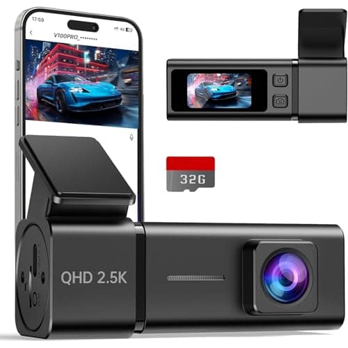 Dash Cam 2.5K Front Dash Camera for Cars with App, WiFi Mini Dashcam Built-in IPS Screen, Night Vision, G-Sensor, Smart Voice, Loop Recording, 24H Parking Mode, 32G SD Card Included, Support 256GB Max