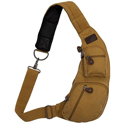 Rothco Vintage Canvas Crossbody Sling Bag – Compact Travel Shoulder Backpack 2L Storage, Tiger Stripe Camo