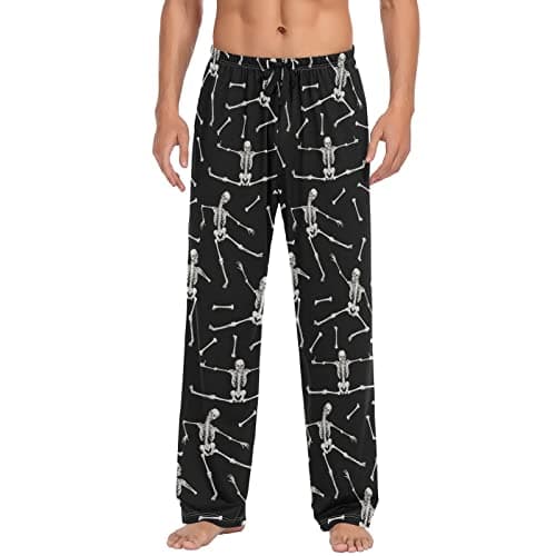 Ollabaky Men's Pajama Pants Halloween Skeleton Skull Sleep Pajama Pant with Pockets Lounge Pajama Bottoms for Men, M