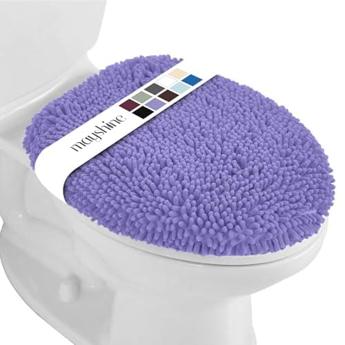 MAYSHINE Toilet Lid Cover - Lavender, Plush Oval Toilet Seat Covers for Bathroom, Machine Washable Elongated Toilet Cover Seat, Stretches up to 21"x19