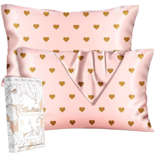 Miss Adola Silk Pillowcases, 2 Pack, Queen Size, Heart