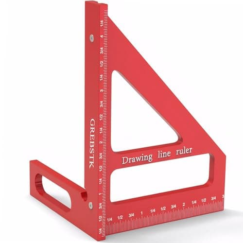 GREBSTK 3D Multi Angle Measuring Ruler, 45/90 Degree Carpenter Square Aluminum Miter Drawing Line Ruler, Imperial Woodworking Square Tools Precision Protractor for Woodworking and Engineering