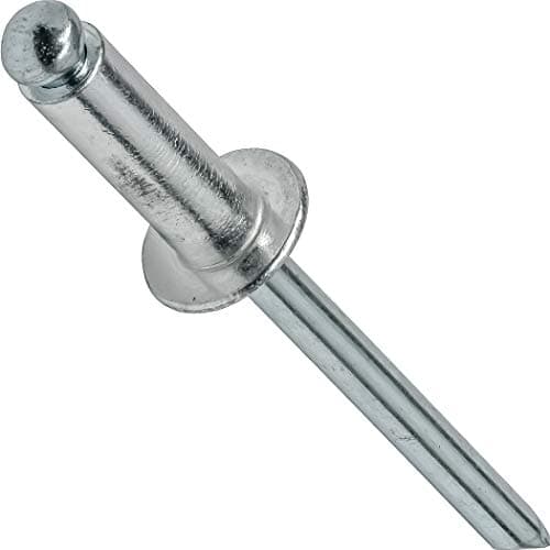 Fastenere Pop Rivets 3/16" x 3/4" (50 pcs) Aluminum Body Steel Mandrel, Heavy Duty, Open End, Low Carbon, Dome Head Blind Rivets, Corrosion Resistant & High Shear Strength, 6-12 Gap .626" - .750"