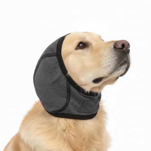 Swimming Waterproof Dog Ear Caps Dog Ear Covers for Bath Pet Shower Ears Gray Muffs for Bath for Grooming -Size L: Head Circumference 15.75"-23.62"