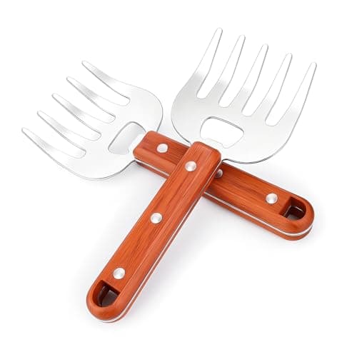 TBWHL 2 Pcs Bear Claw Meat Shredder, Stainless Steel Fork with Wood Handle