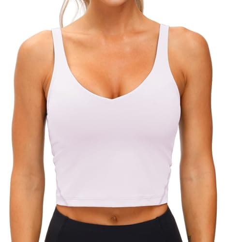 Women’s Longline Sports Bra Wirefree Padded Medium Support Yoga Bras Gym Running Workout Tank Tops Pink Purple