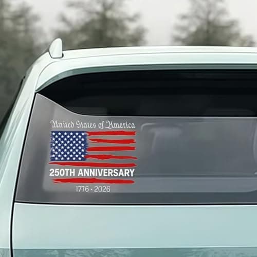 250th Anniversary Decal The Independence of USA Sticker 1776-2026 American Flag Decal, United States Patriotic Vinyl Bumper Sticker for Water Bottle Tumbler Helmet Car Windows (S-30x30cm)