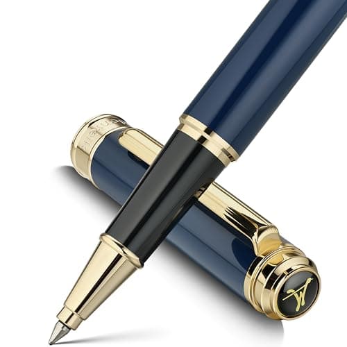 MCNTEIK 317 Rollerball - Stunning Luxury Blue Lacquer Pen, 24K Gold Finish