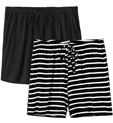 Orrpally Pajama Shorts Womens Lounge Short Sleep Shorts Pajama Bottoms 2-Pack Black Black Stripe M