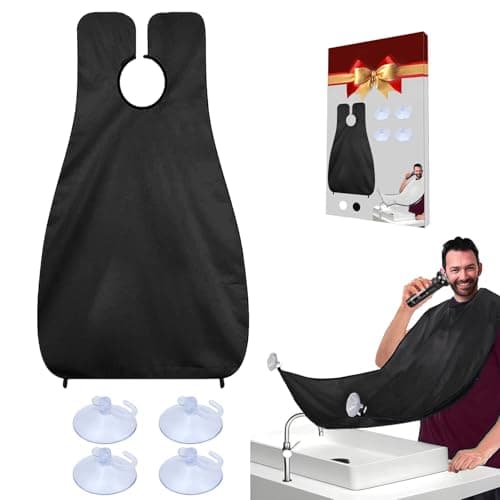 Beard Bib Beard Apron, Beard Catcher for Men Shaving & Trimming, Waterproof Beard Bib Hair Catcher for Sink, Non-Stick Beard Cape with 4 Suction Cups, Grooming Accessories & Gifts for Men Dad Husband