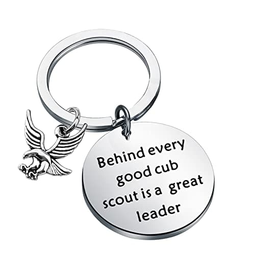 PLITI Scout Gifts Behind Every Good Cub Scout Is A Great Leader Keychain Key Ring Cub Scout Leader Gift (Behind cub leader key)