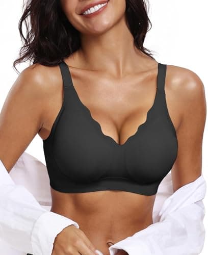 OEAK Womens Wireless Bras Push Up Jelly Bra Support Tshirt Bralette BLK 3XL