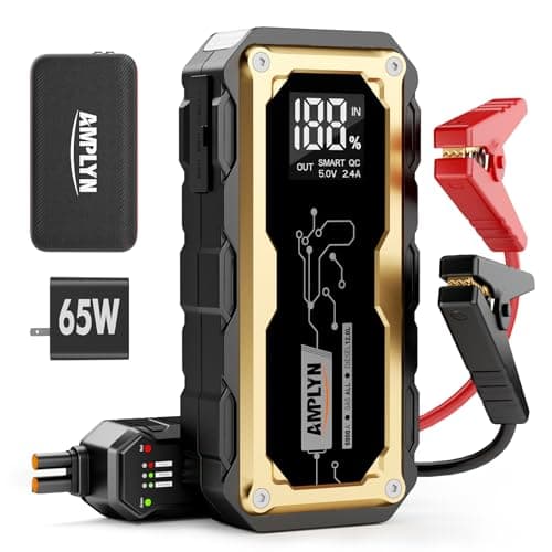 Car Jump Starter with 65W Quick Charger 24000mAh Battery Pack,12V Car Battery Jumper Starter Portable,LED Display,All Gas 12L Diesel Engine Booster,Jump Box with LED Light,Jump Cable
